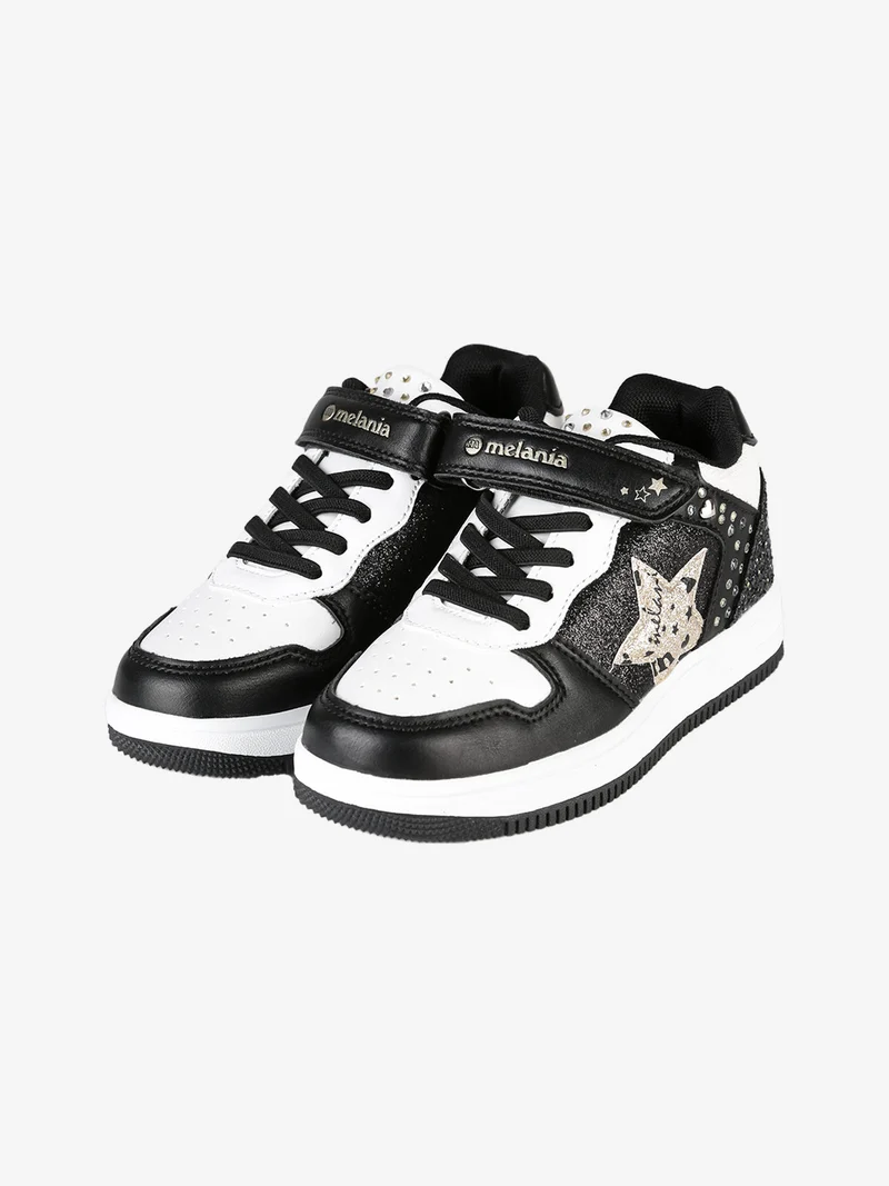 Sneakers da bambina bicolore con cinturino a strappo - nero