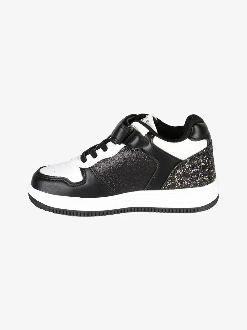 Sneakers da bambina bicolore con cinturino a strappo - nero
