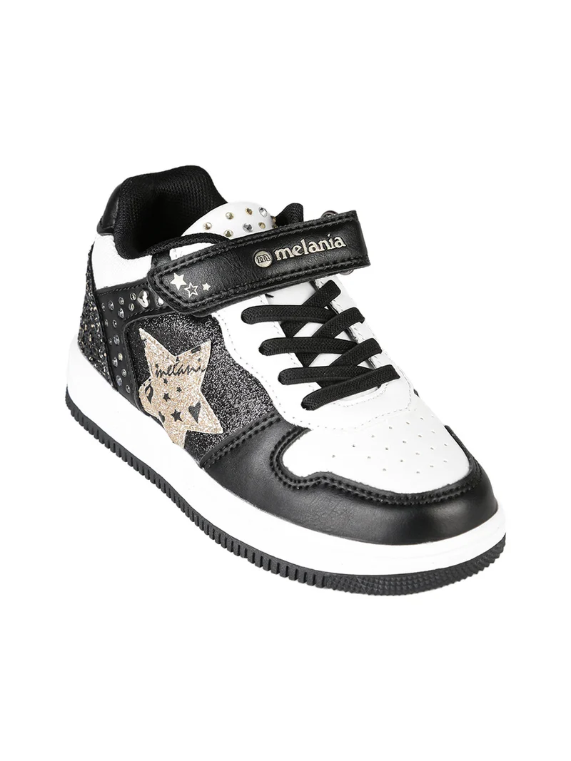 Sneakers da bambina bicolore con cinturino a strappo - nero