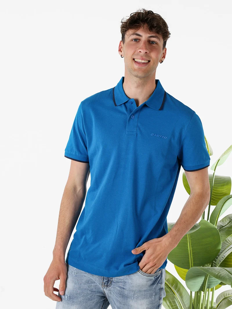 Polo da uomo in cotone a maniche corte - bluette