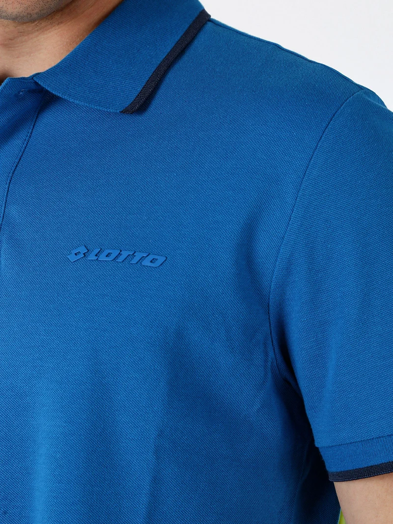 Polo da uomo in cotone a maniche corte - bluette