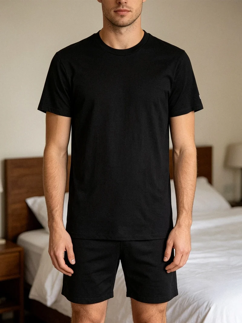 T-shirt intima da uomo girocollo in cotone - nero