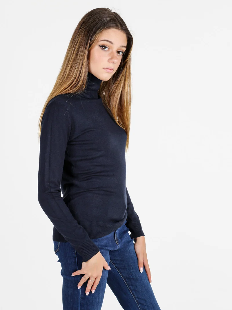 Maglia donna dolcevita - blu scuro