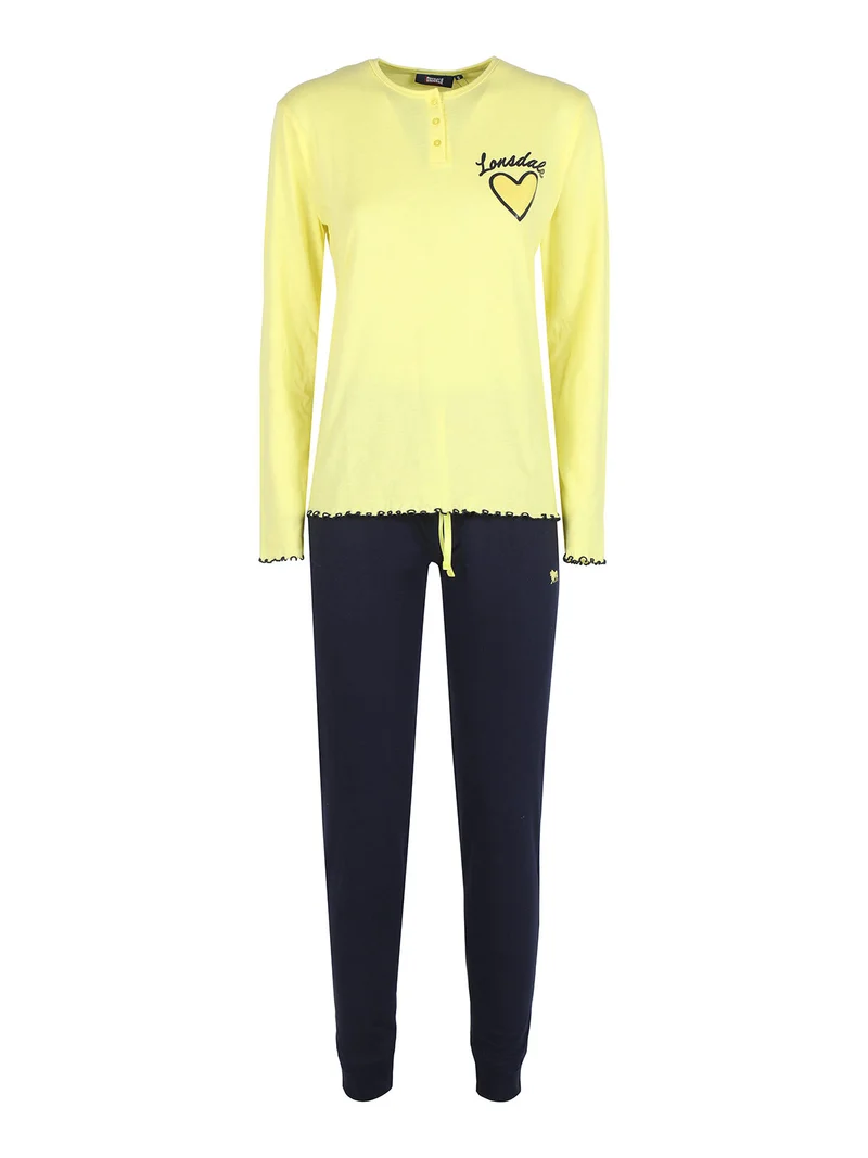 Pigiama lungo da donna in cotone - limone