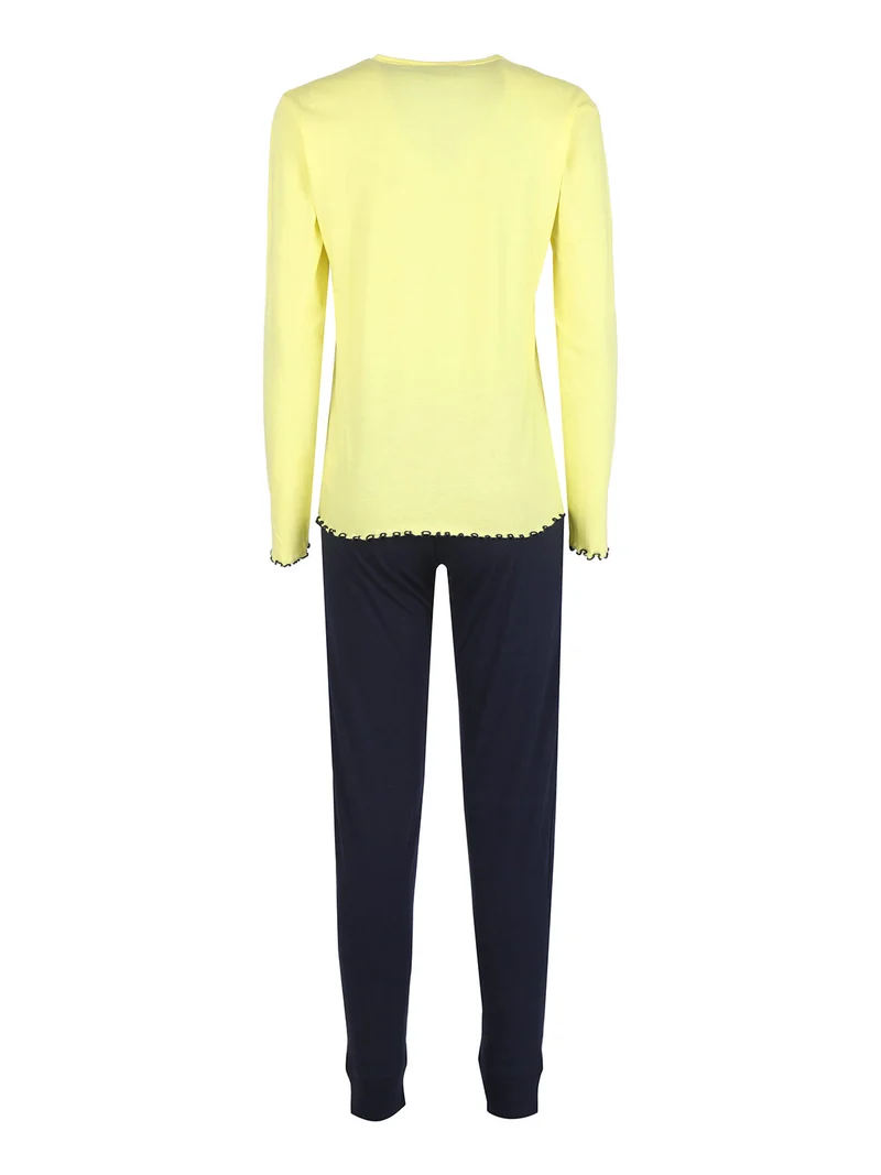 Pigiama lungo da donna in cotone - limone