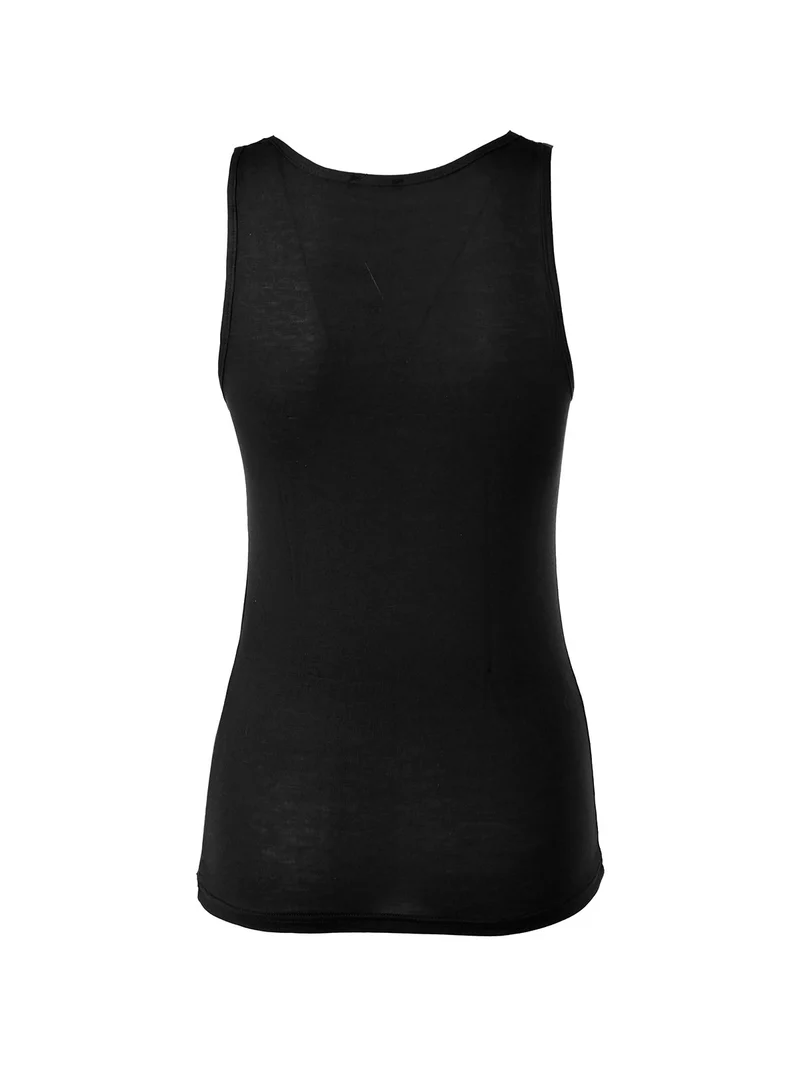 Top donna a spalla larga con scollo di pizzo - nero