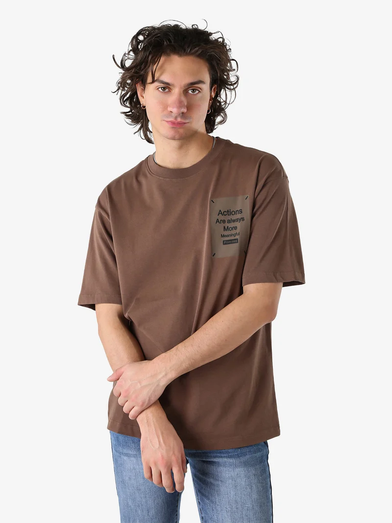 T-shirt oversize da uomo in cotone - caffè