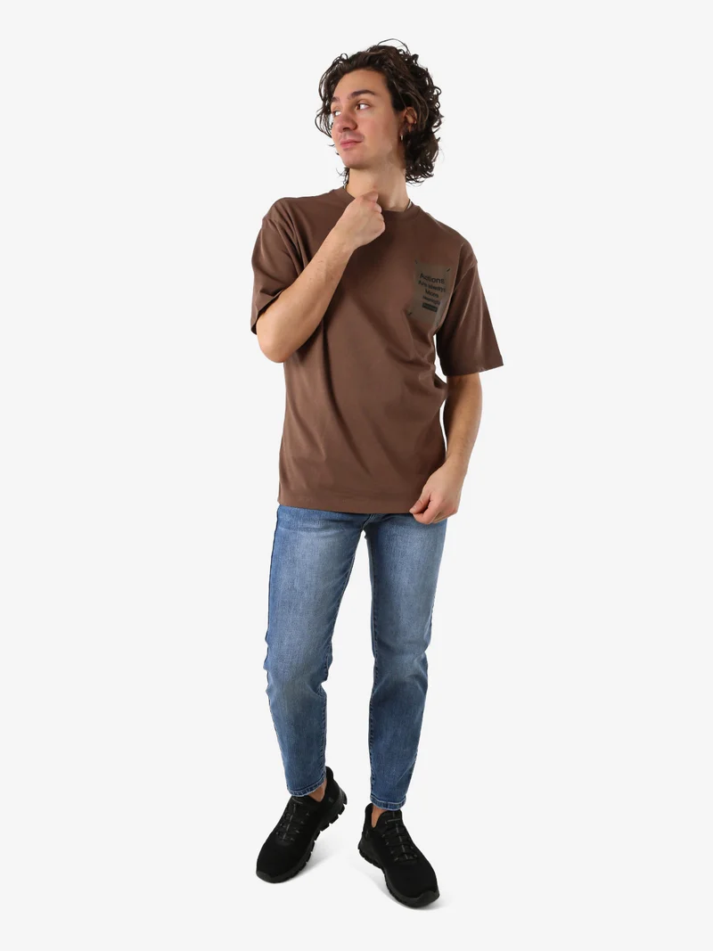 T-shirt oversize da uomo in cotone - caffè