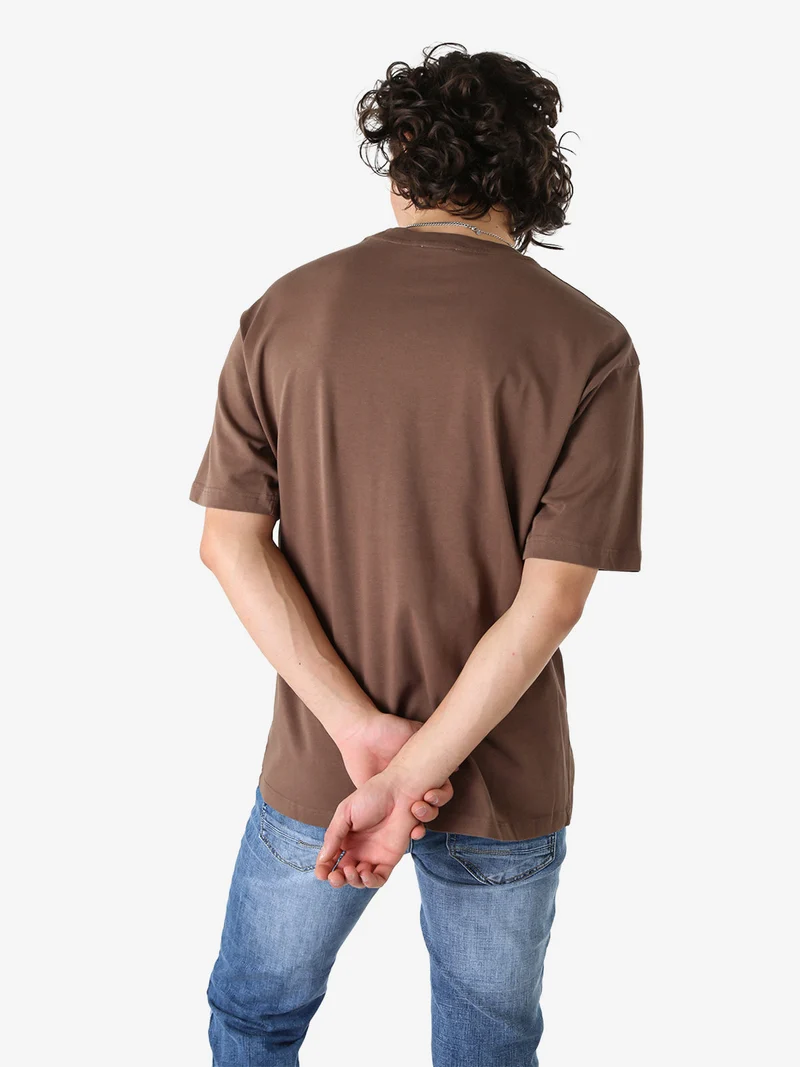 T-shirt oversize da uomo in cotone - caffè