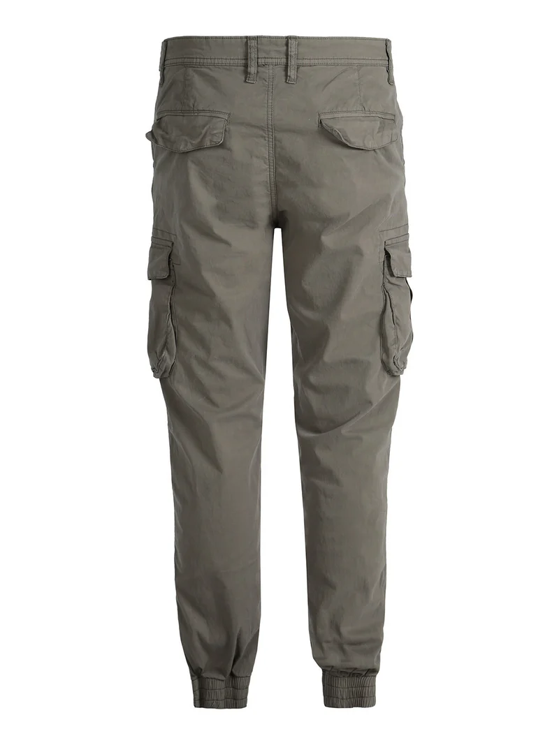Pantaloni cargo da uomo in cotone con polsini - militare