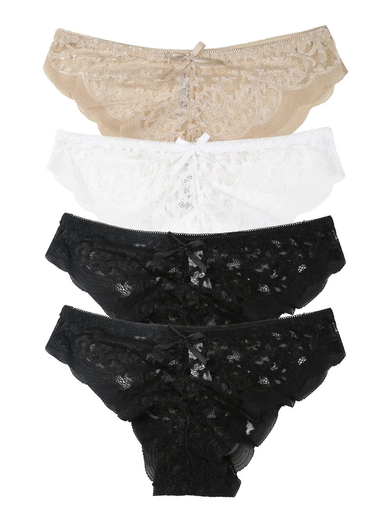 Confezione da 4 slip donna in pizzo - multicolore