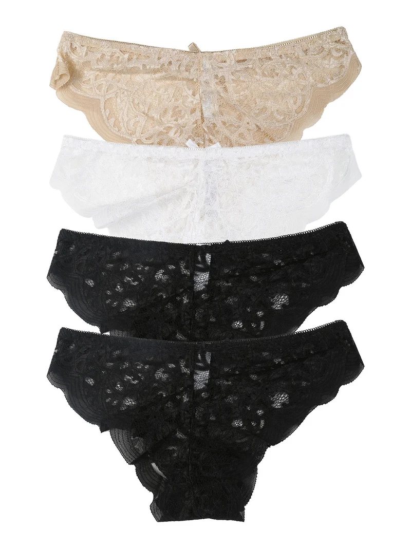 Confezione da 4 slip donna in pizzo - multicolore
