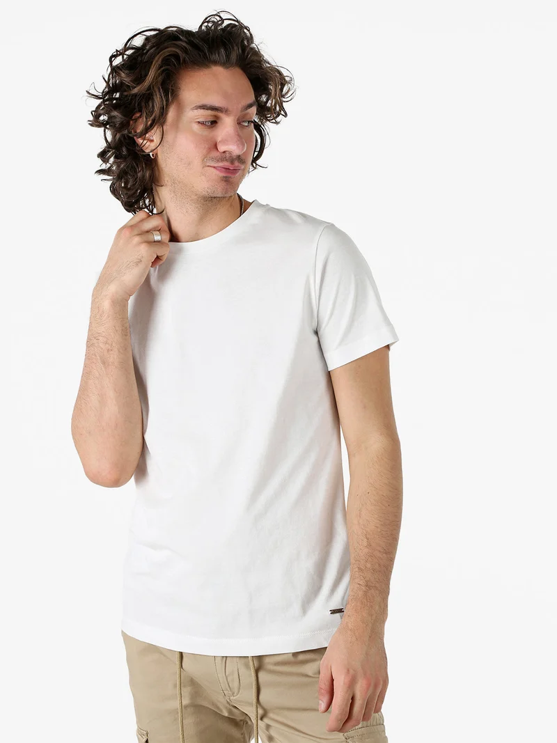 T-shirt girocollo da uomo in cotone - bianco