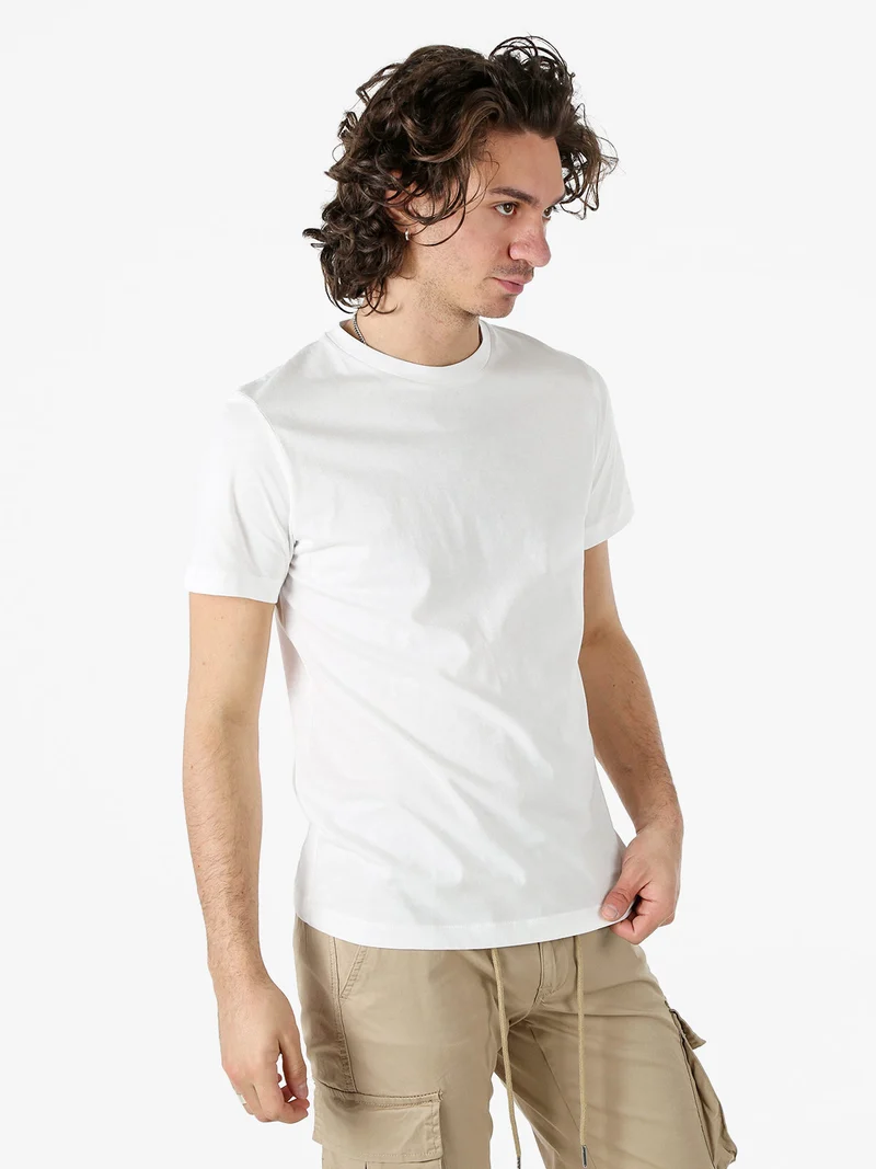 T-shirt girocollo da uomo in cotone - bianco
