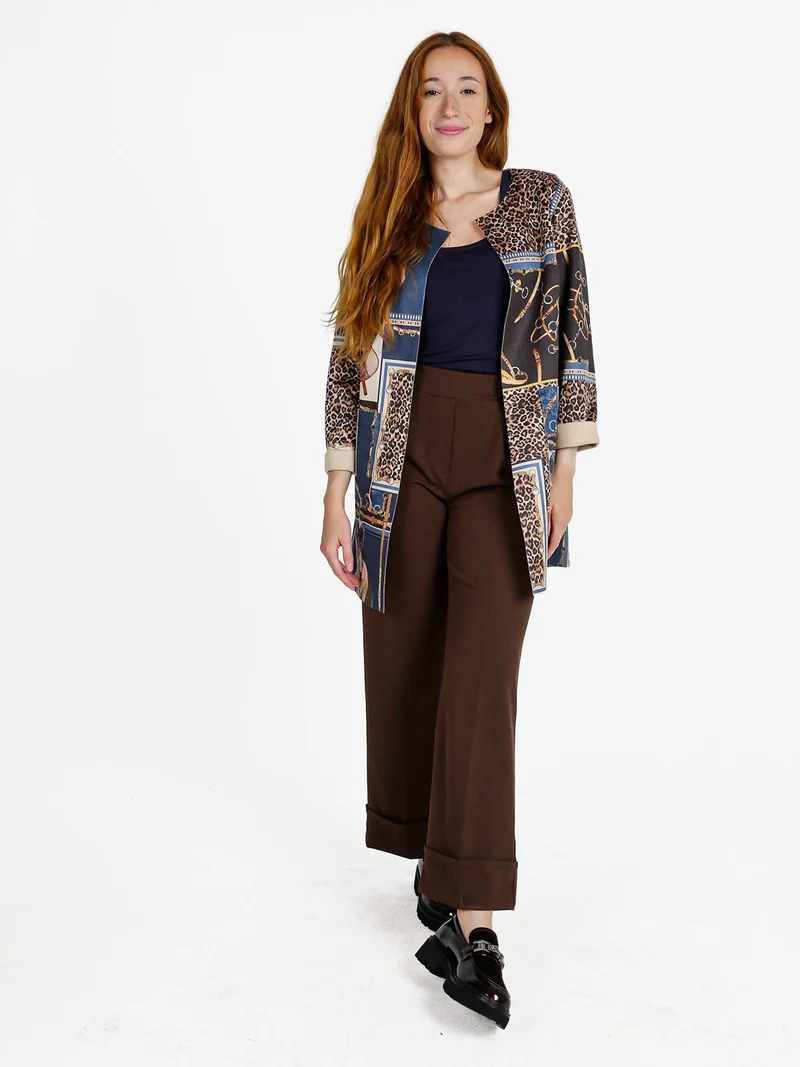 Blazer donna aperto con stampe - blu