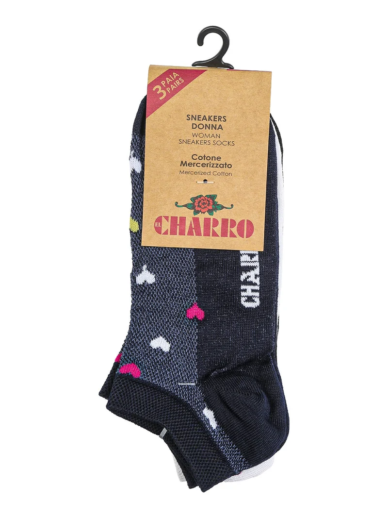 Confezione da 3 paia di calze corte da donna in cotone - bianco
