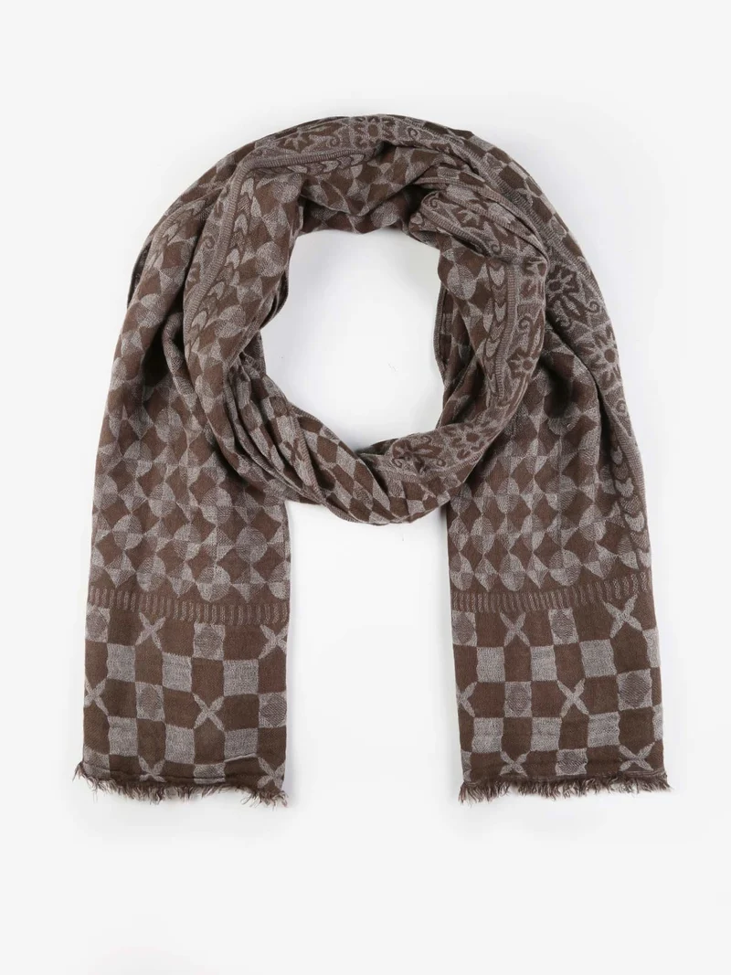 Pashmina con frange - fango