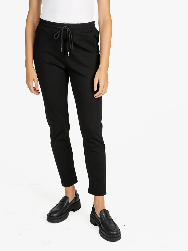 Pantaloni donna jogger con coulisse - nero