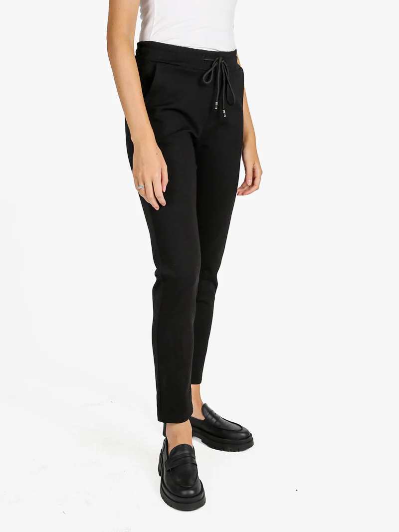 Pantaloni donna jogger con coulisse - nero