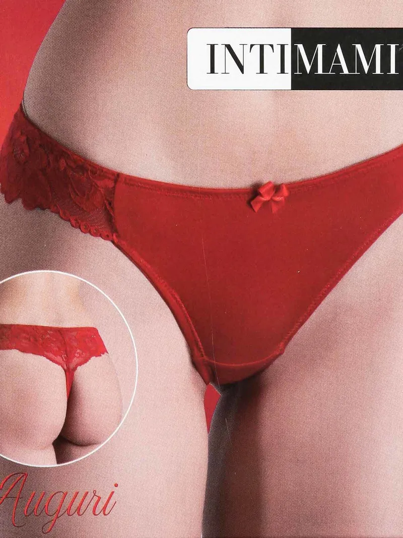 Perizoma rosso con pizzo - rosso