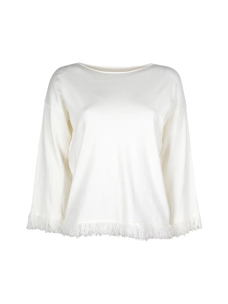 Maglia donna con finale sfrangiato - bianco
