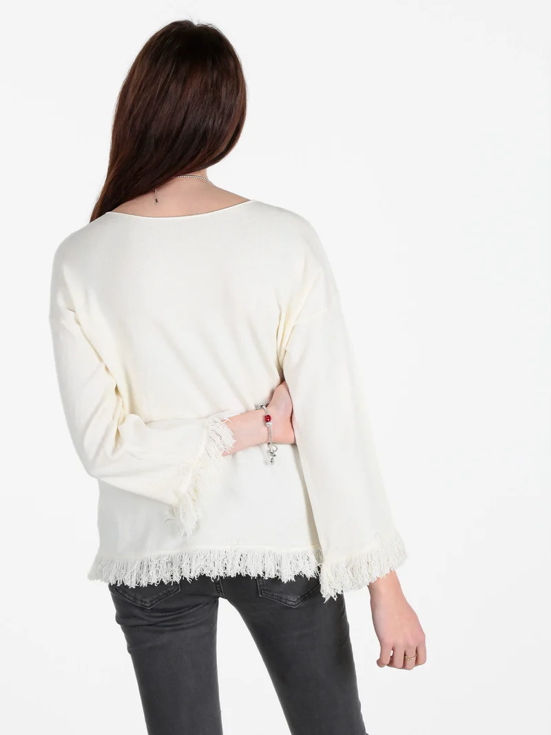 Maglia donna con finale sfrangiato - bianco