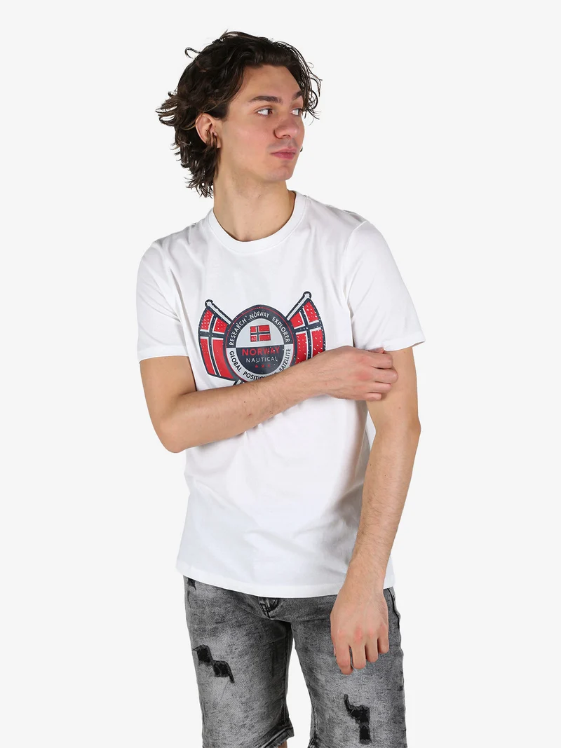 T-shirt da uomo in cotone con stampa - bianco