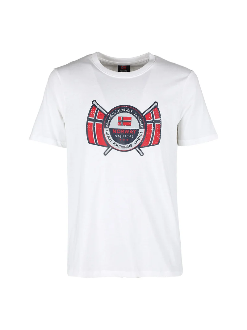 T-shirt da uomo in cotone con stampa - bianco