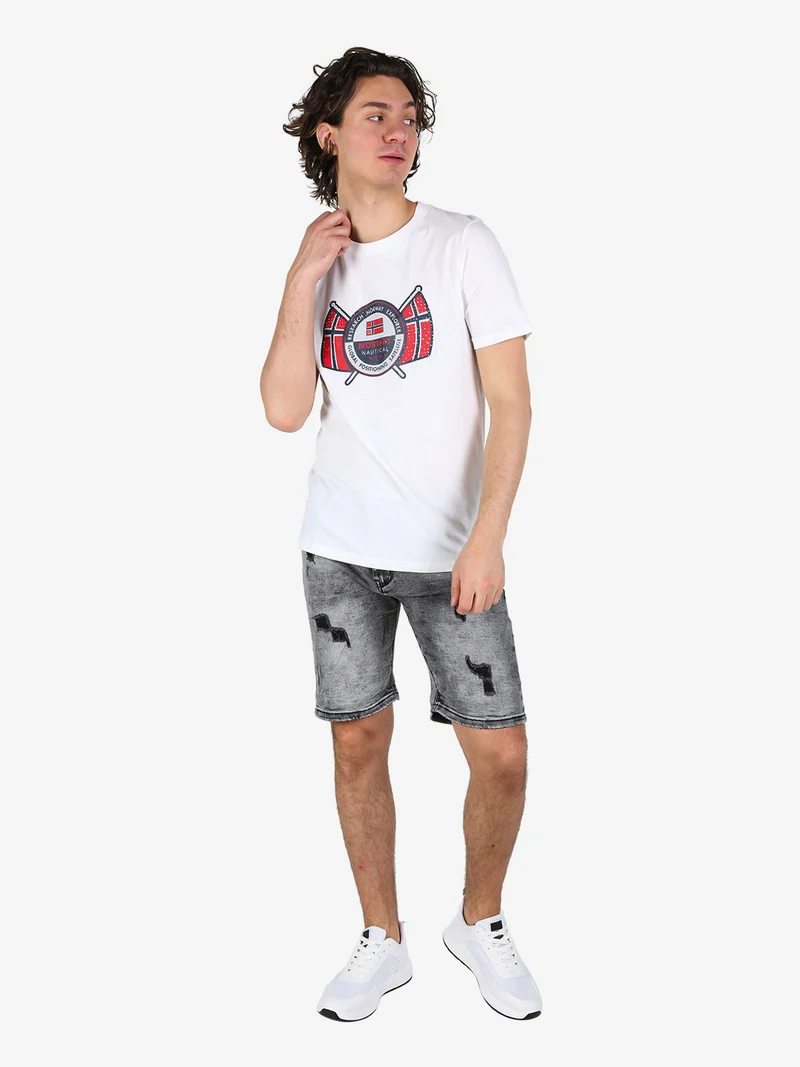T-shirt da uomo in cotone con stampa - bianco