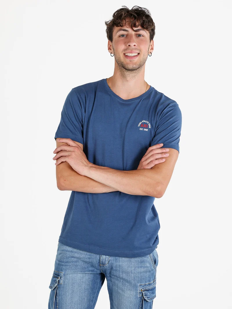 T-shirt uomo in cotone tinta unita - blu