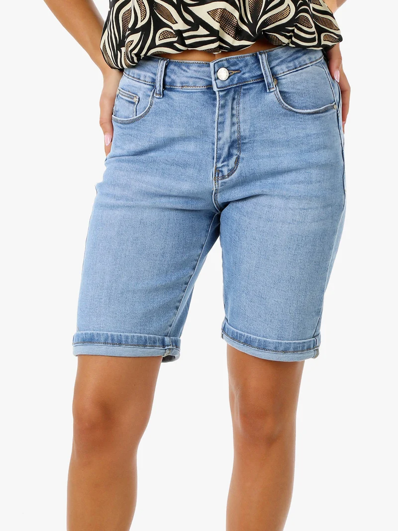 Shorts in jeans da donna a vita alta - jeans