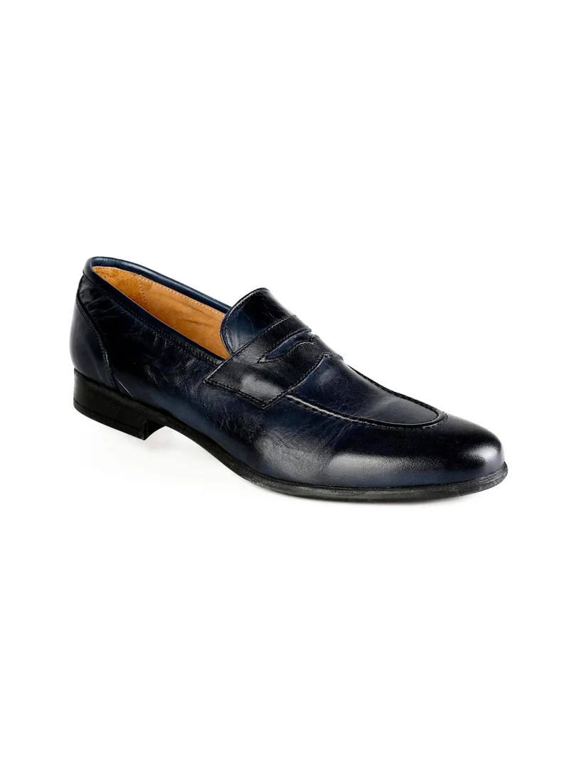 Mocassini blu in pelle - blu