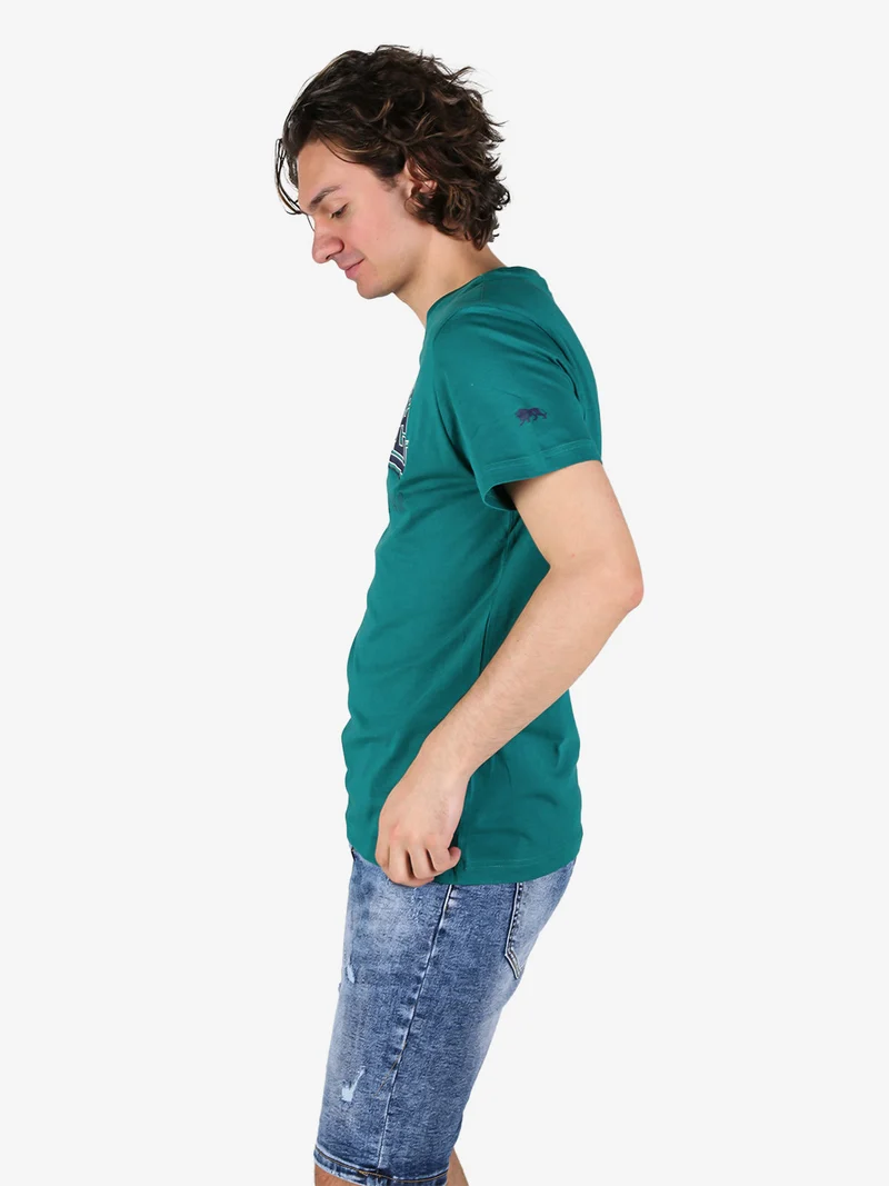 T-shirt da uomo in cotone con stampa logo - verde