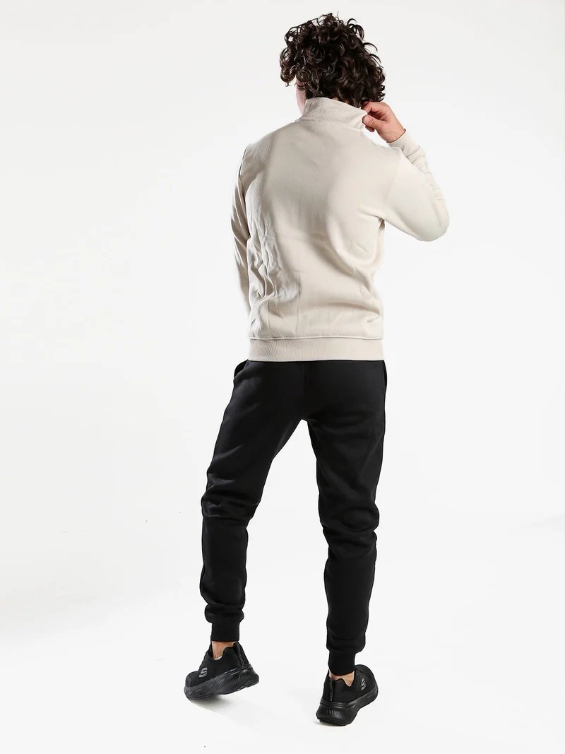 Completo tuta da uomo felpato con zip intera - naturale
