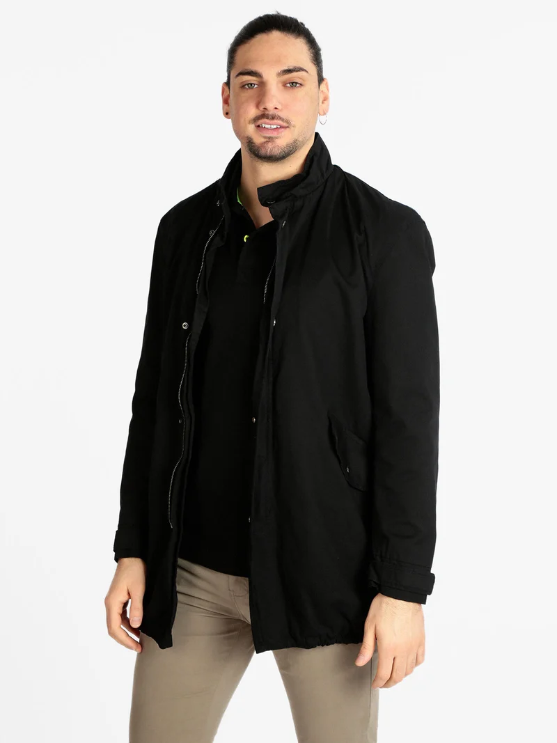 Parka leggero da uomo in cotone - nero