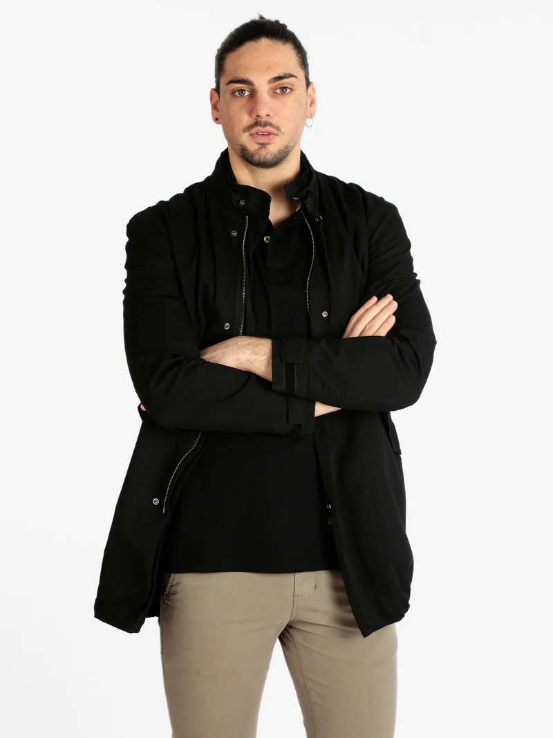 Parka leggero da uomo in cotone - nero