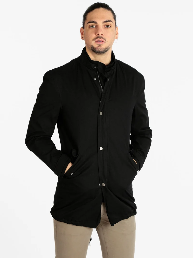 Parka leggero da uomo in cotone - nero