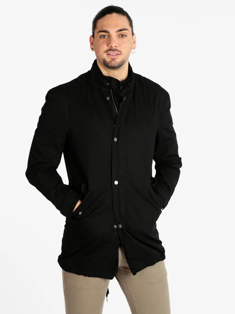 Parka leggero da uomo in cotone - nero