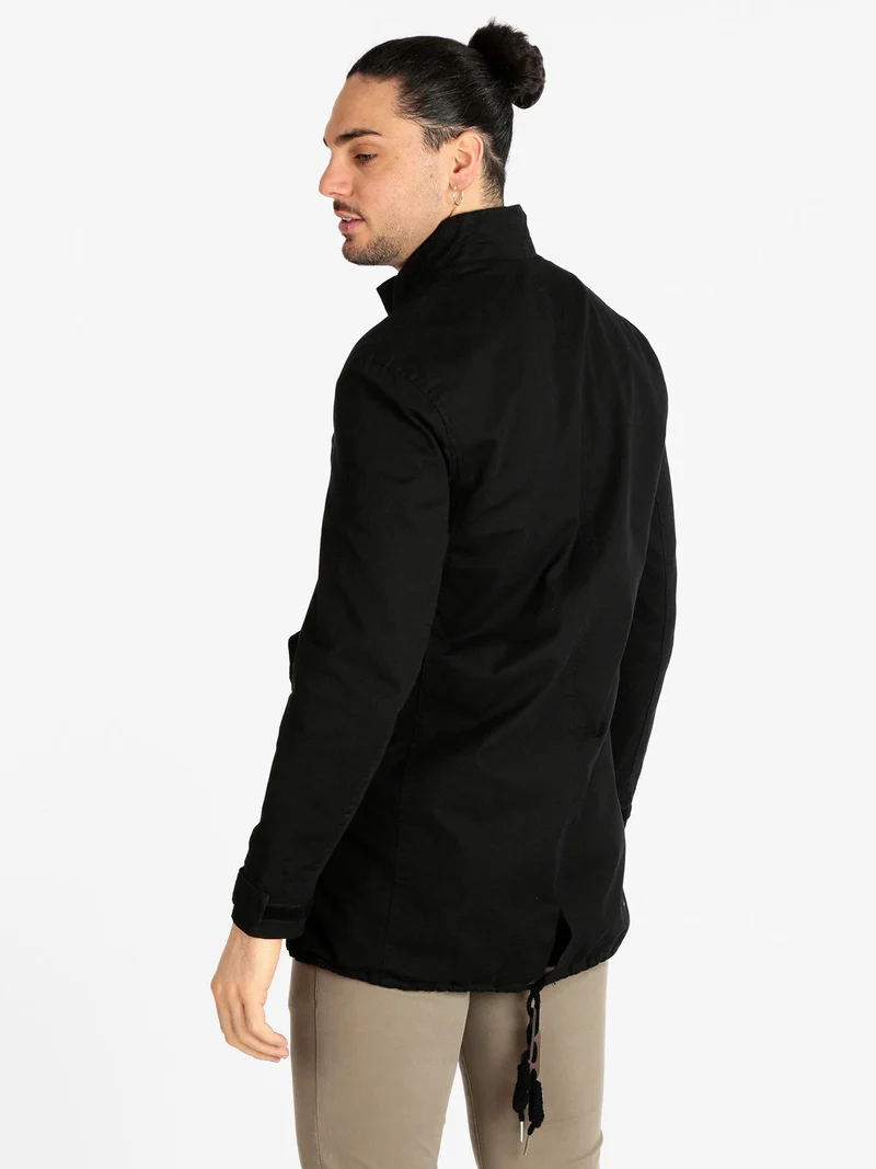 Parka leggero da uomo in cotone - nero