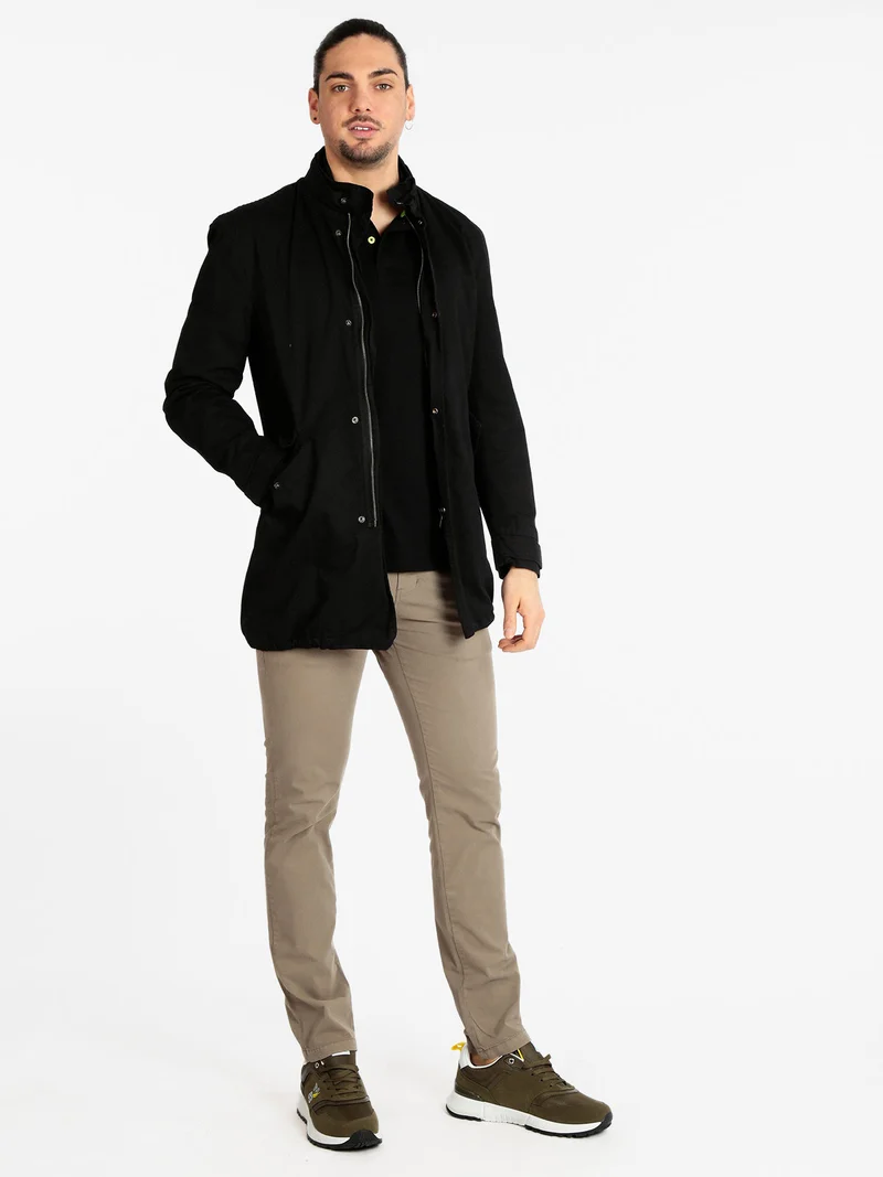 Parka leggero da uomo in cotone - nero