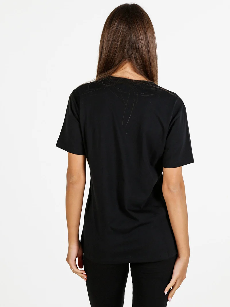 T-shirt donna in cotone con logo - nero