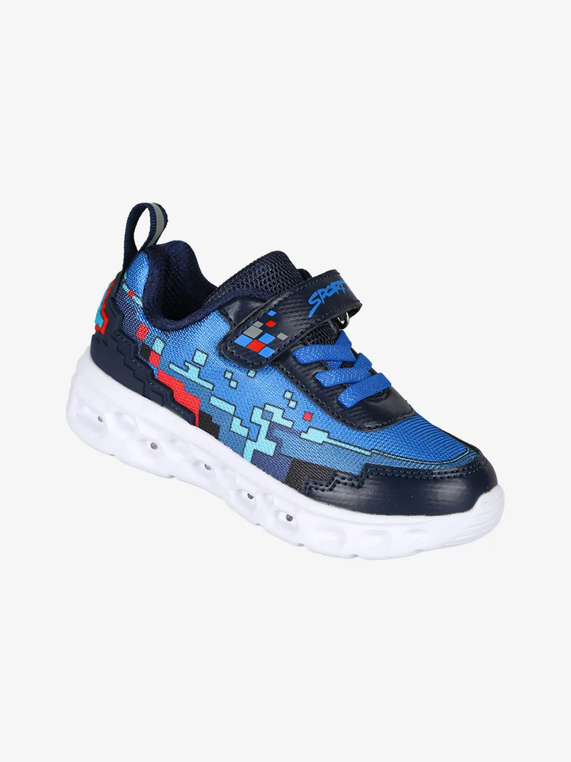Sneakers da bambino con cinturino a strappo e luci - blu