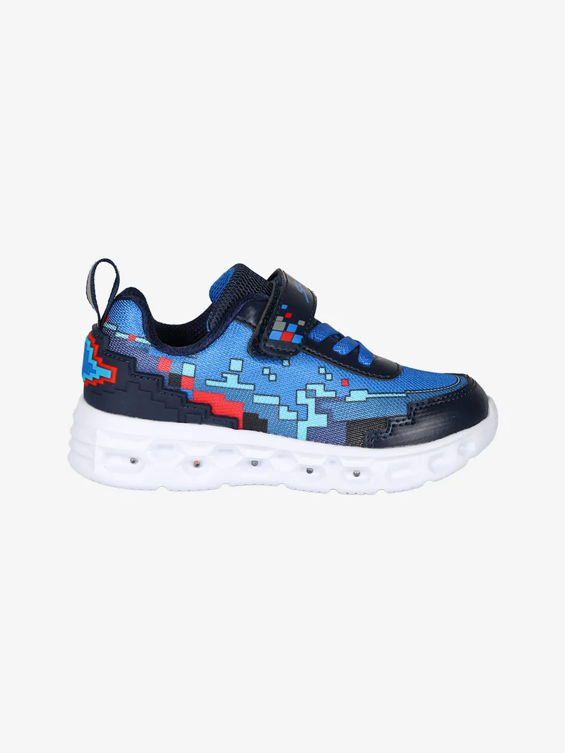 Sneakers da bambino con cinturino a strappo e luci - blu