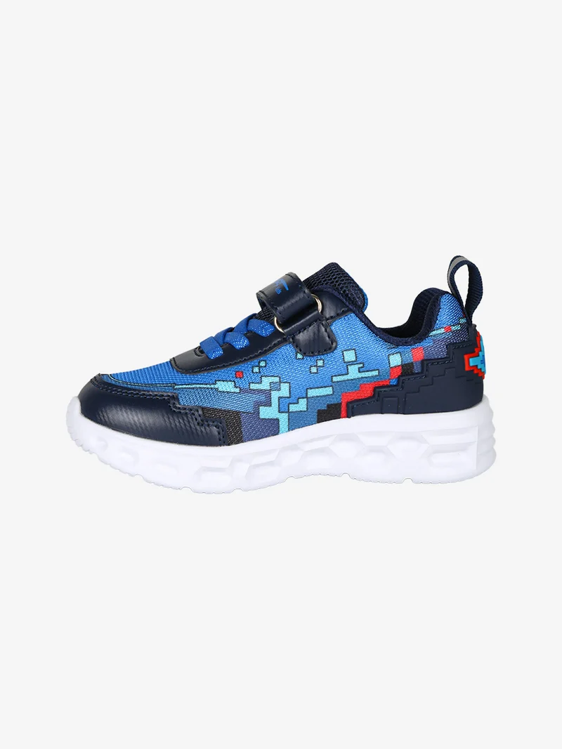 Sneakers da bambino con cinturino a strappo e luci - blu