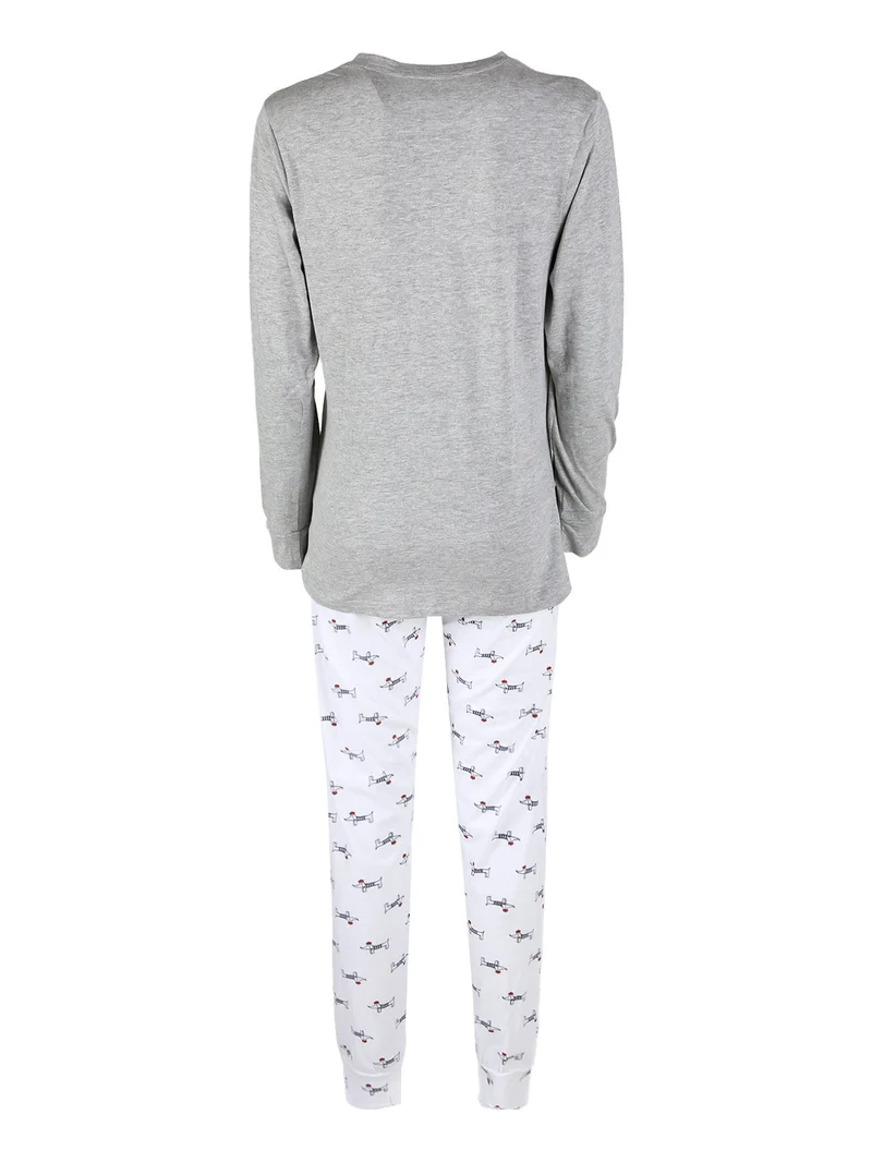 Pigiama lungo da donna in cotone - grigio