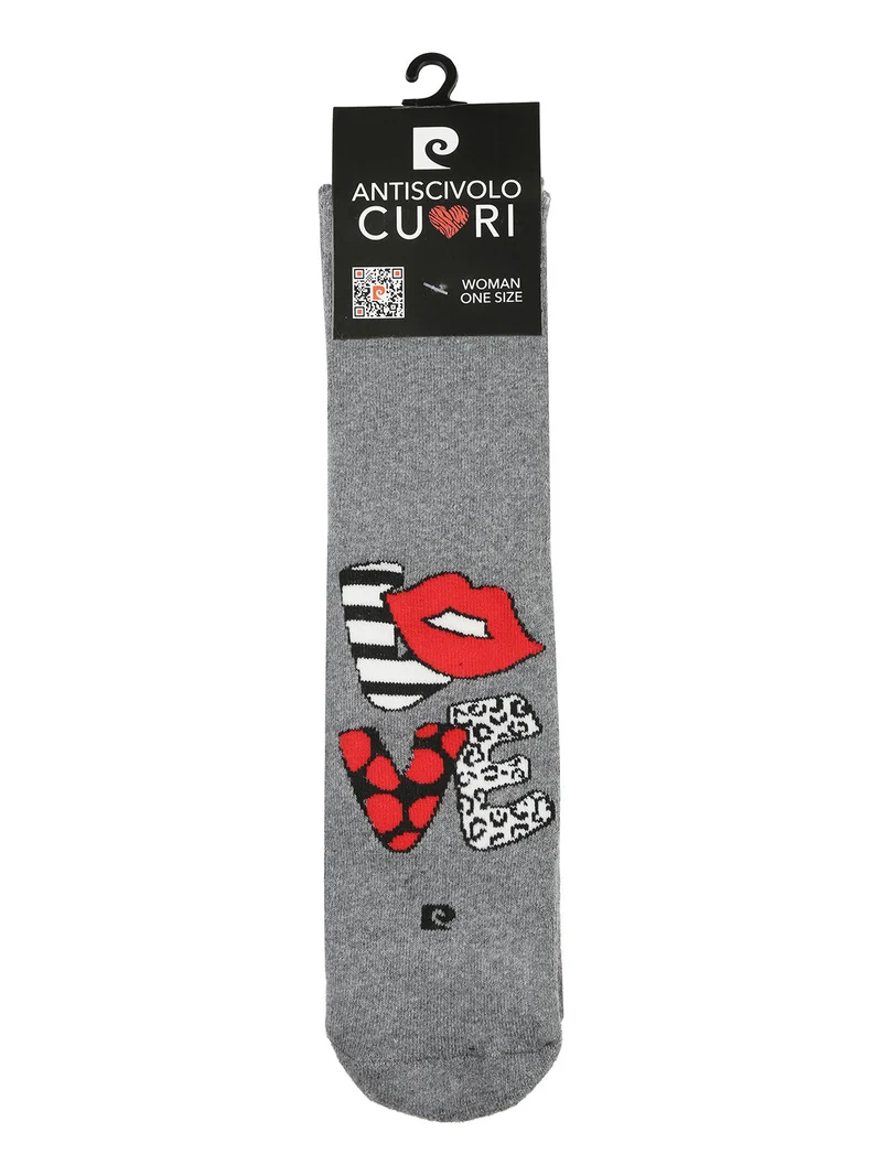 Calze da donna con antiscivolo a cuori - grigio
