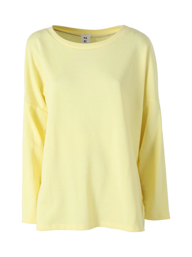 Felpa oversize da donna in misto cotone con collana - giallo