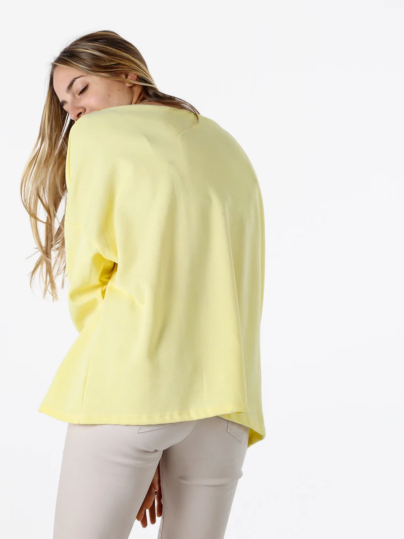 Felpa oversize da donna in misto cotone con collana - giallo