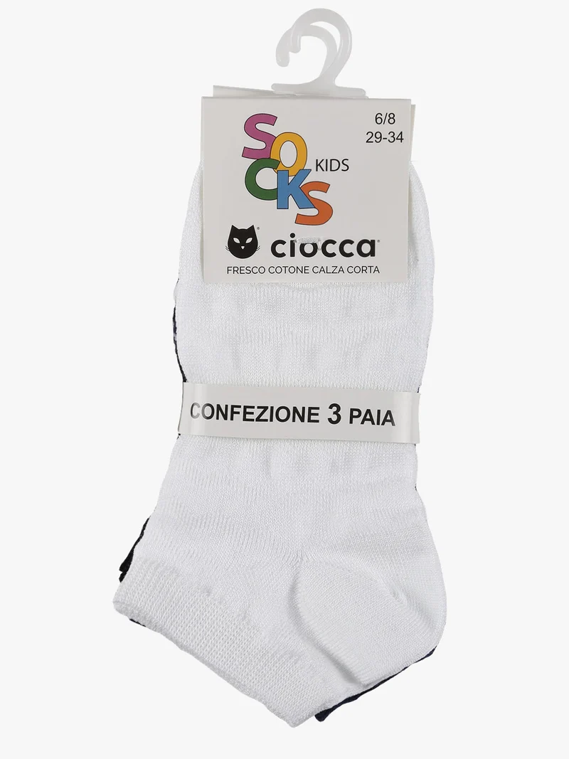 Calze corte da bambina 3 paia - bianco