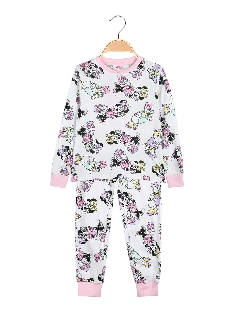 Minnie e Paperina pigiama lungo da bambina in cotone - bianco